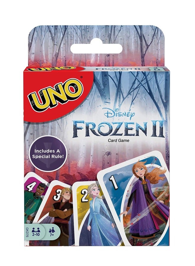 Stud UNO Disney Frozen II Card Game with 112 Cards  Instructions for Players Ages 7 Years  Older, Gift for Kid, Family and Adult Game Night - Image 1
